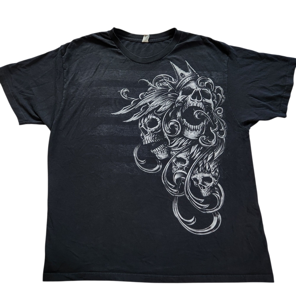 Optima Y2K Skull Crown Grunge Shirt Sz Xl